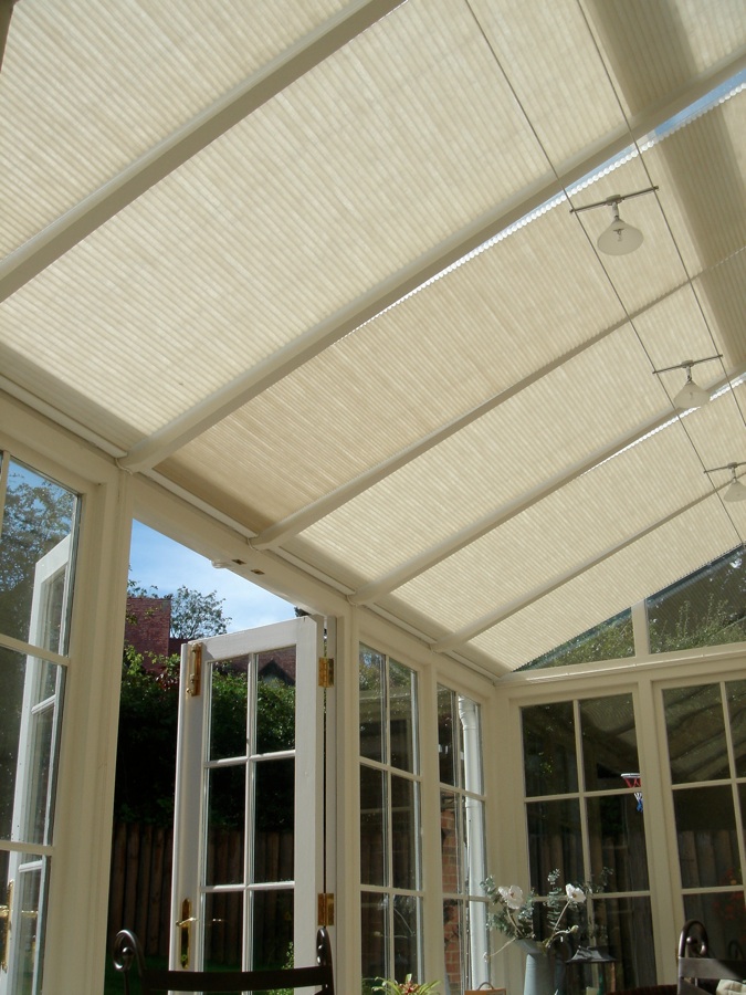 Pleated roof blinds keep conservatory cool in summer and warmer in winter  - Conservatory roof blinds -  Carolina Blinds