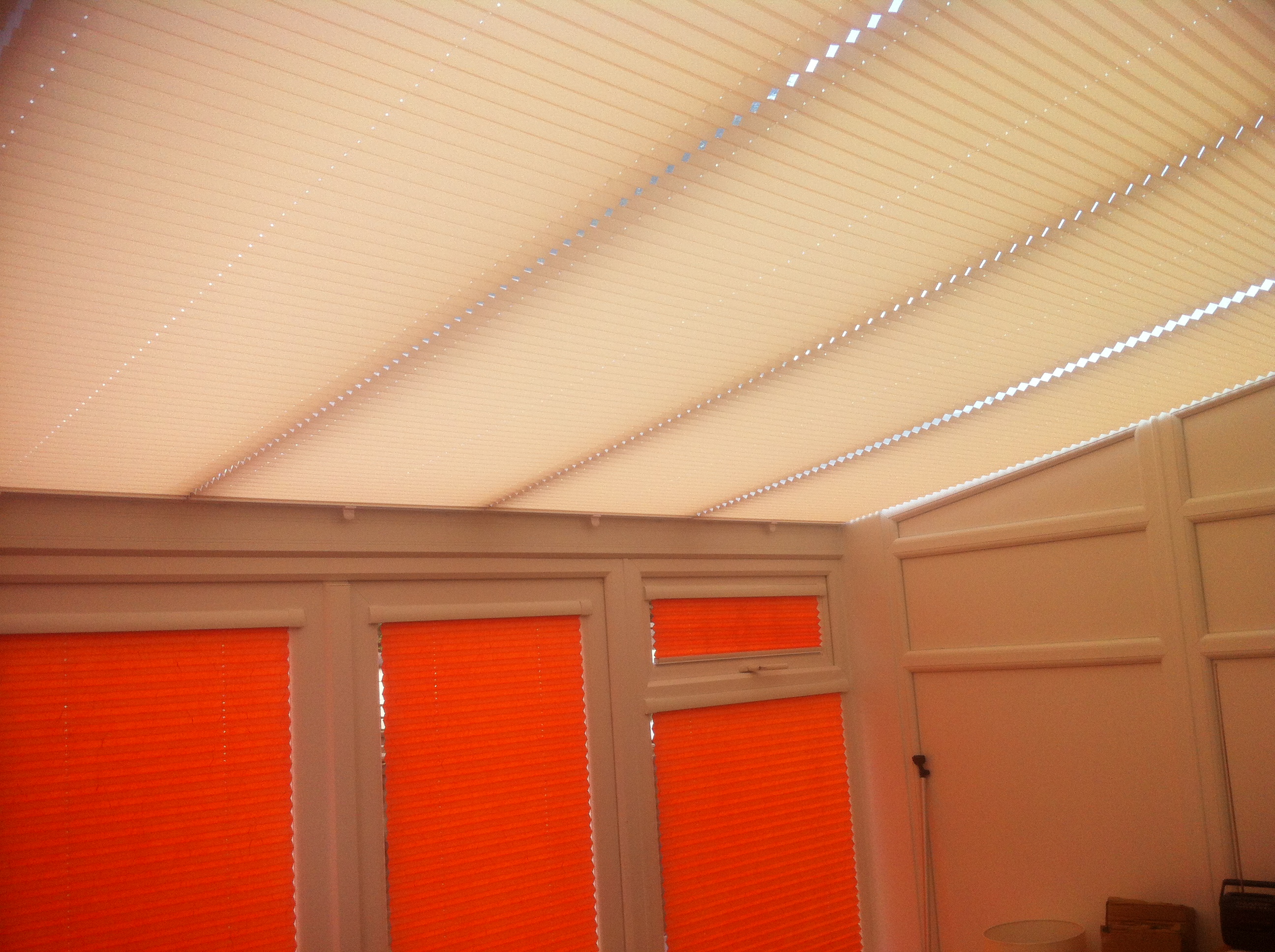 Pleated roof blinds and into pleated window blinds fitted in Hoddesdon  - Conservatory roof blinds -  Carolina Blinds